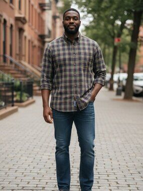 GANT Adirondack Poplin Plaid Cotton Button-Down Shirt, Mens XL